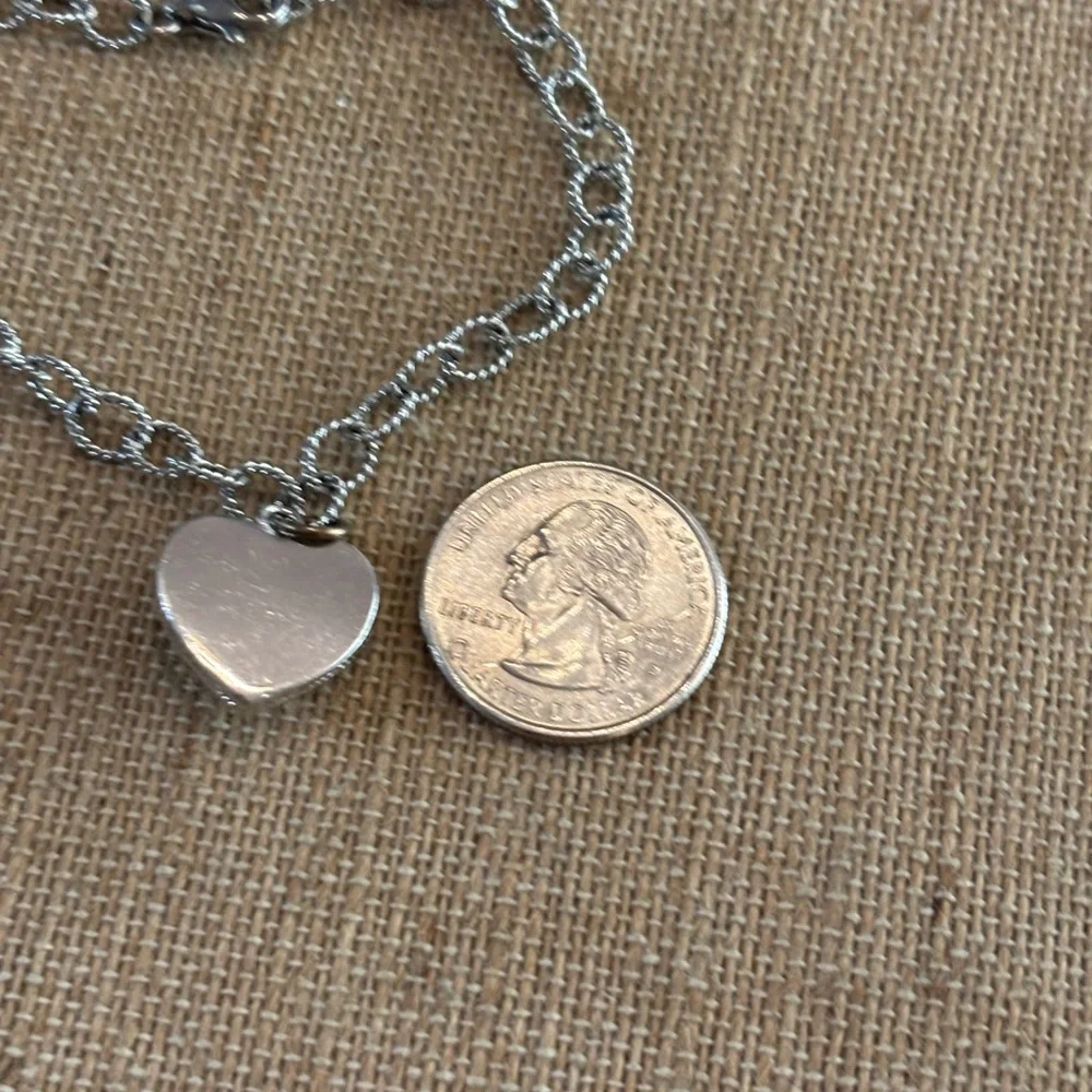 Heart Jewelry Silver and Gold Tone Bracelet Pendant 7”